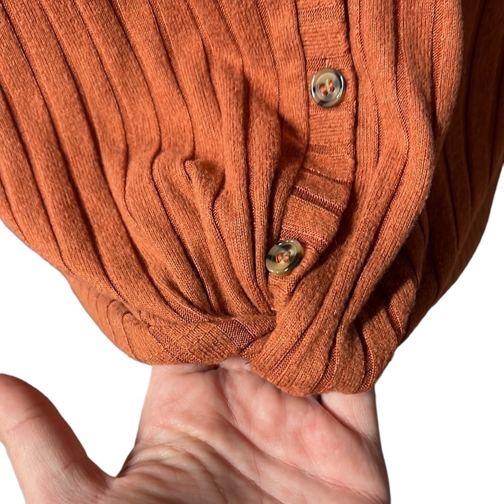 SO Long Sleeve Button Up Sweater Blouse Rust Orange Brown Juniors Size XXL - Picture 3 of 7